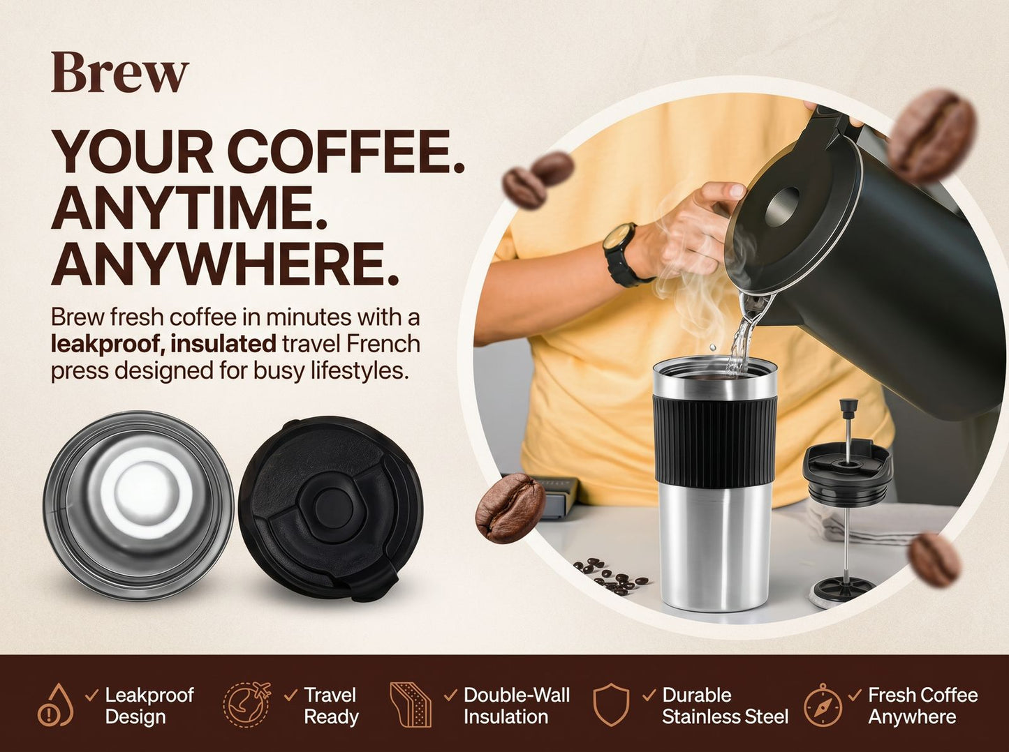 Portable Stainless Steel French Press