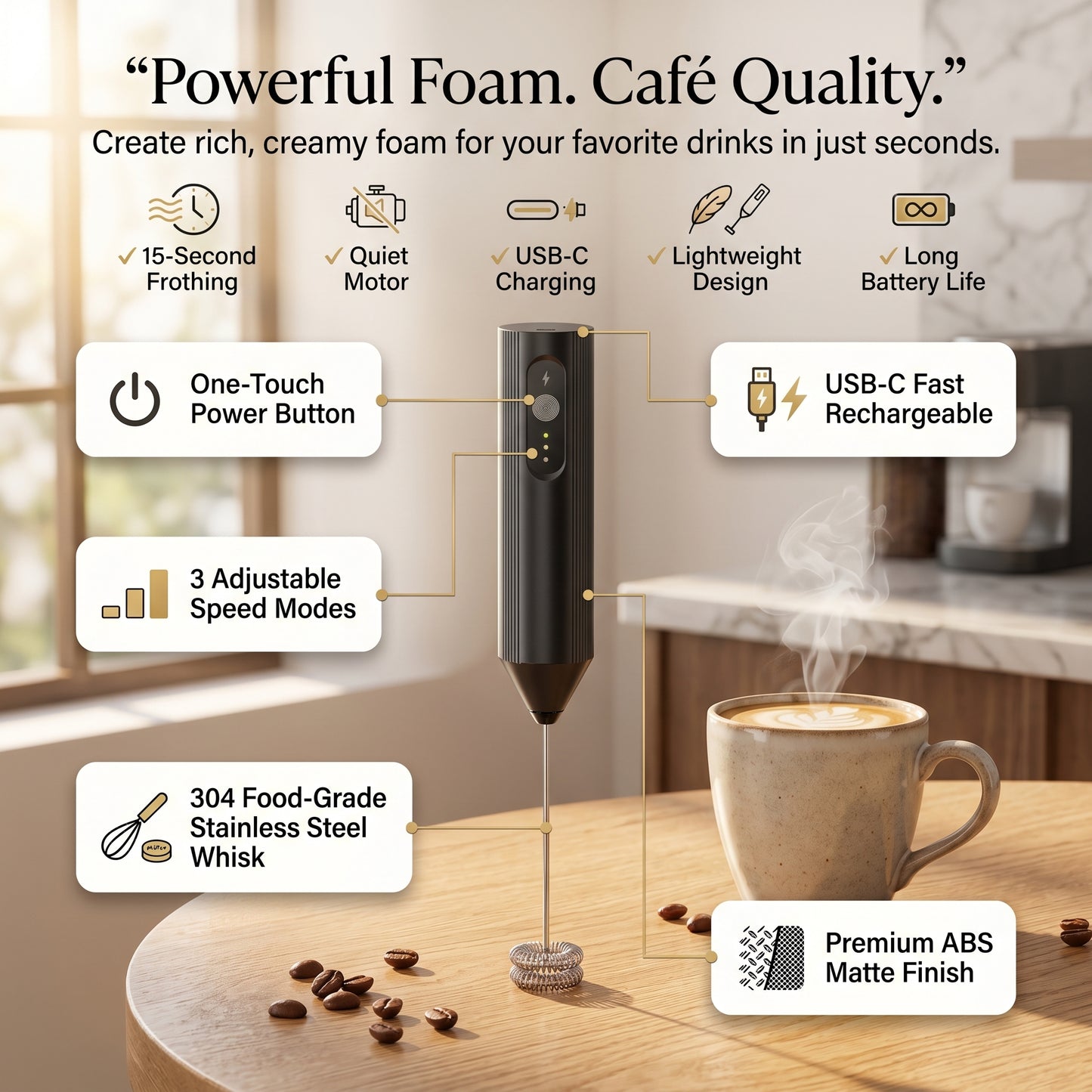 Rechargeable Electric Milk Frother