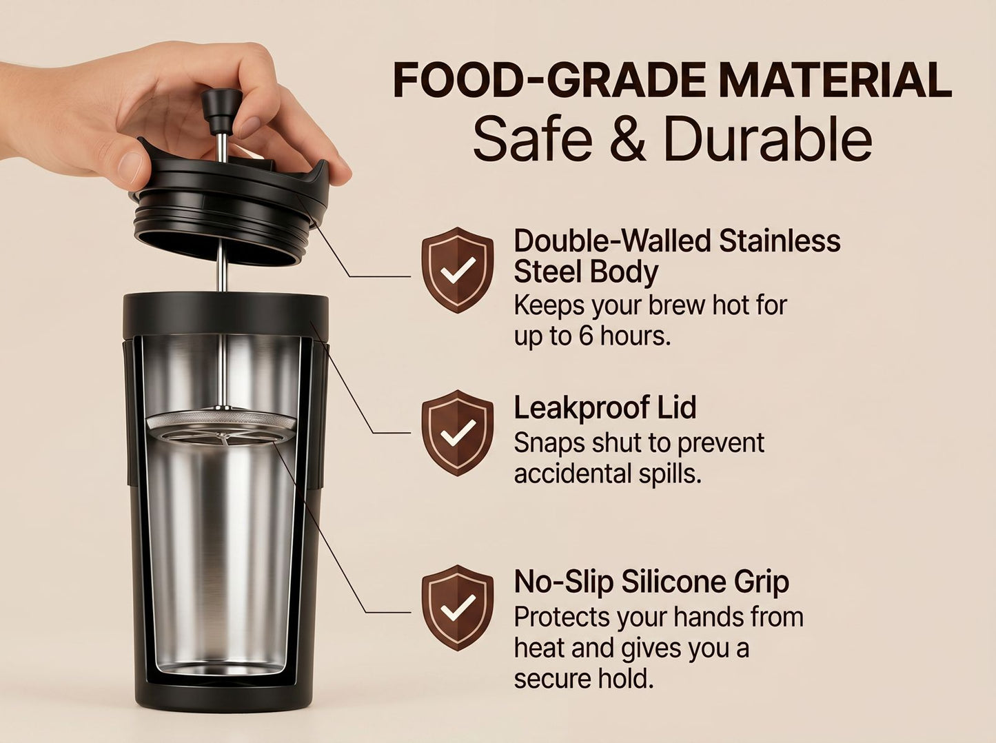 Portable Stainless Steel French Press